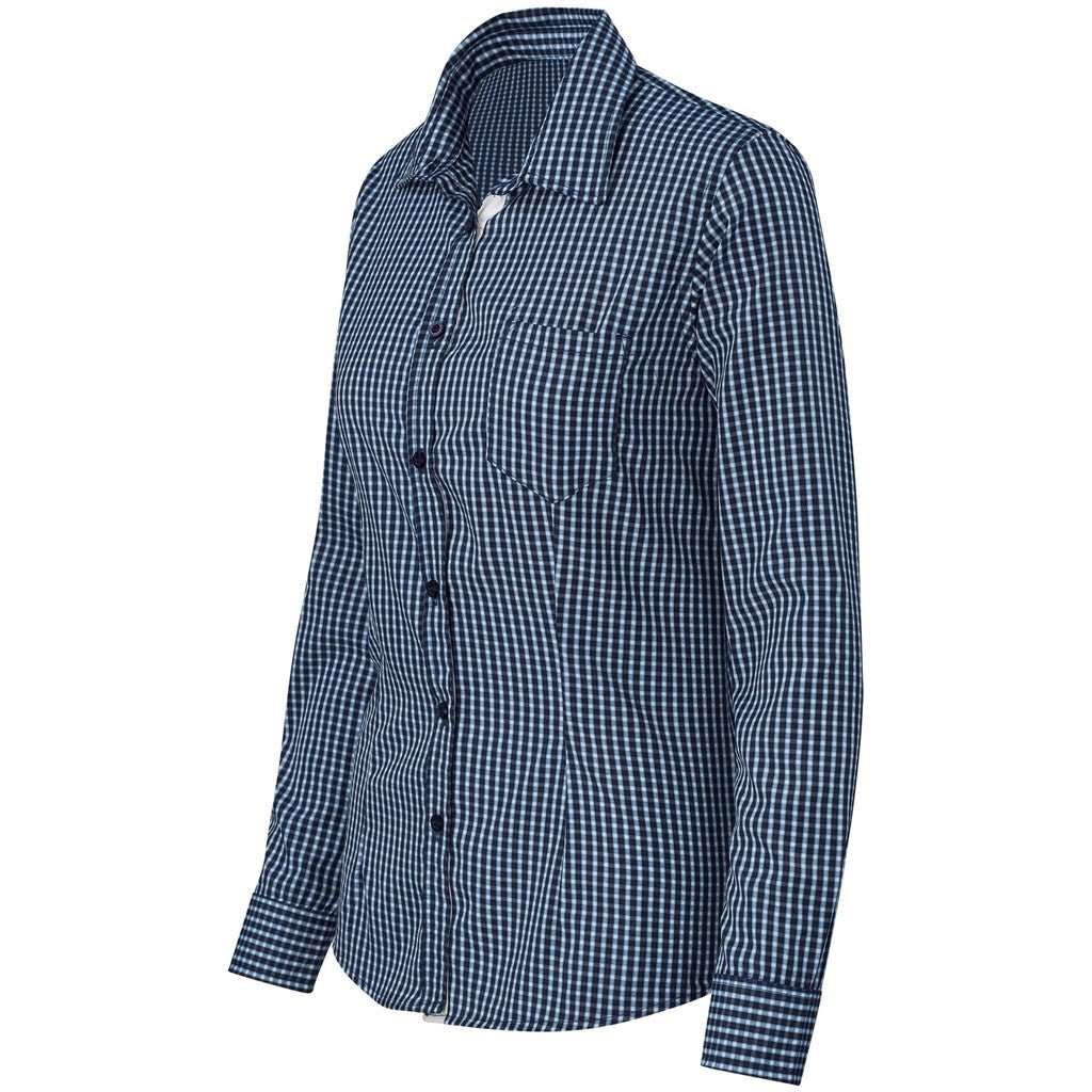 Ladies Long Sleeve Kenton Shirt - Navy - Brand your company Logo! Get a quote - Promo Lingo