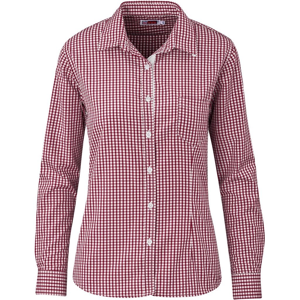Ladies Long Sleeve Kenton Shirt - Red - Brand your company Logo! Get a quote - Promo Lingo