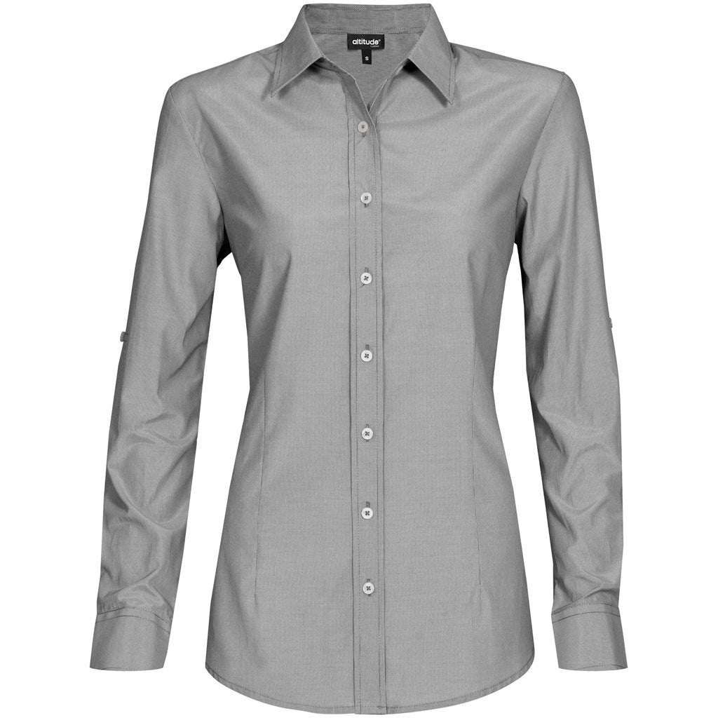 Ladies Long Sleeve Portsmouth Shirt - Black - Brand your company Logo! Get a quote - Promo Lingo