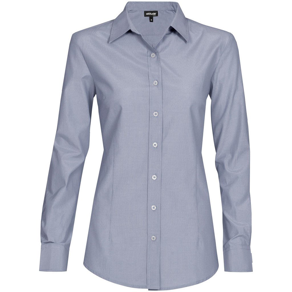 Ladies Long Sleeve Portsmouth Shirt - Navy - Brand your company Logo! Get a quote - Promo Lingo
