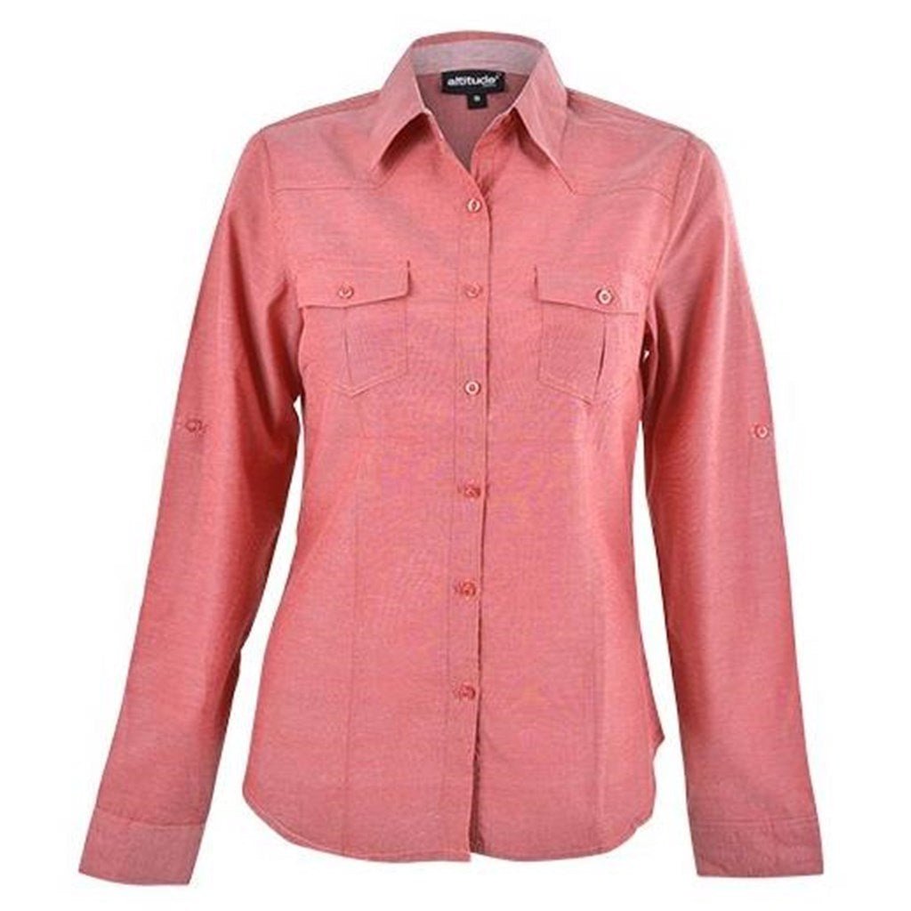 Ladies Long Sleeve Ruby Shirt - Red - Brand your company Logo! Get a quote - Promo Lingo