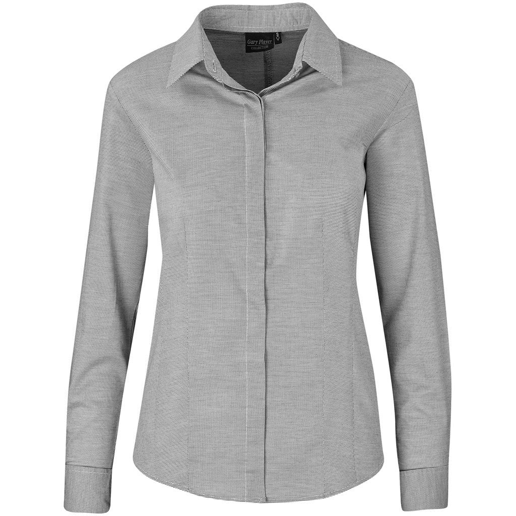 Ladies Long Sleeve Taylor Shirt - Grey - Brand your company Logo! Get a quote - Promo Lingo