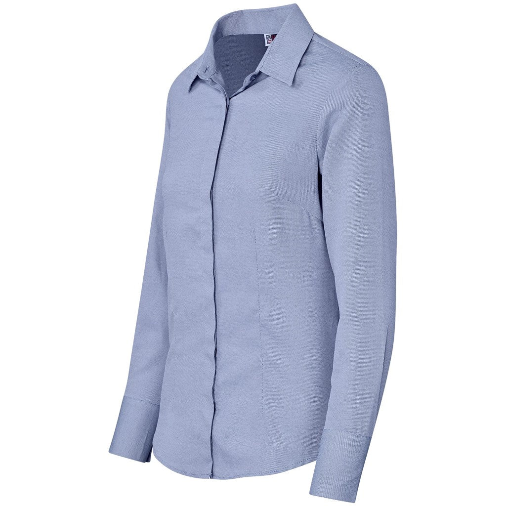 Ladies Long Sleeve Wallstreet Shirt - Navy - Brand your company Logo! Get a quote - Promo Lingo