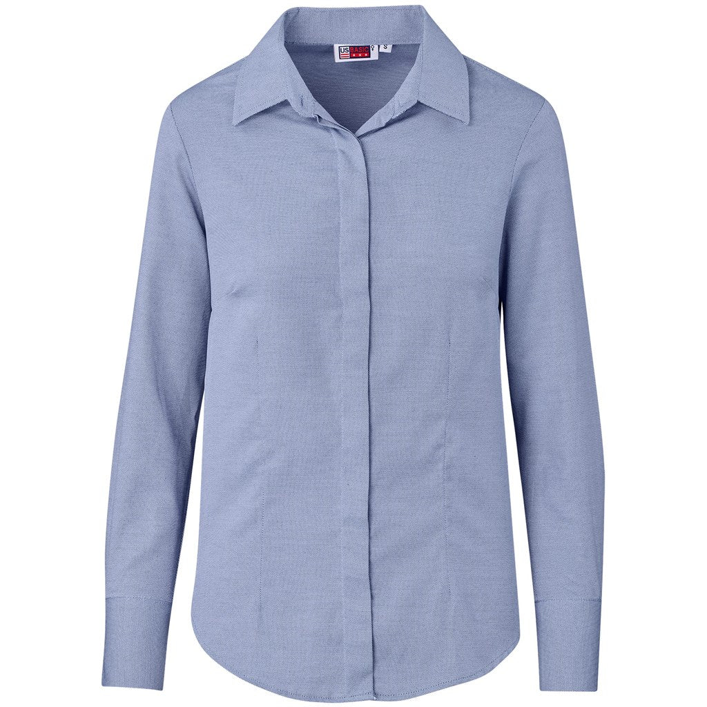 Ladies Long Sleeve Wallstreet Shirt - Navy - Brand your company Logo! Get a quote - Promo Lingo