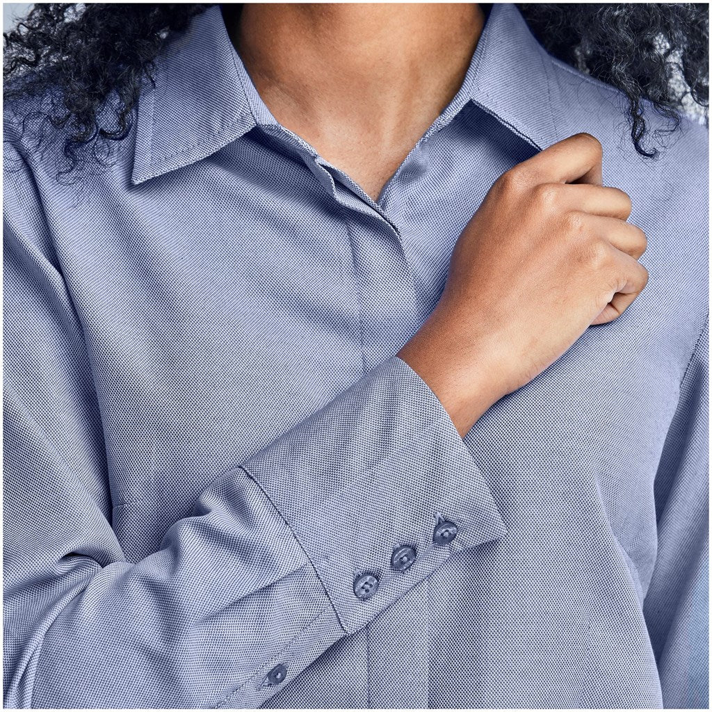 Ladies Long Sleeve Wallstreet Shirt - Navy - Brand your company Logo! Get a quote - Promo Lingo