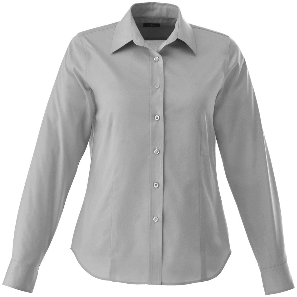 Ladies Long Sleeve Wilshire Shirt - Grey - Brand your company Logo! Get a quote - Promo Lingo