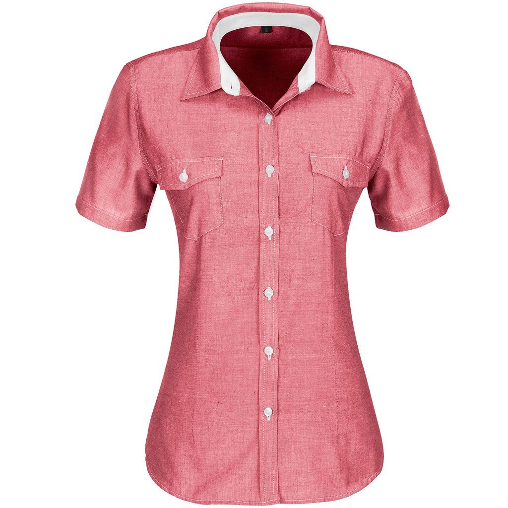 Ladies Short Sleeve Windsor Shirt - Red - Brand your company Logo! Get a quote - Promo Lingo