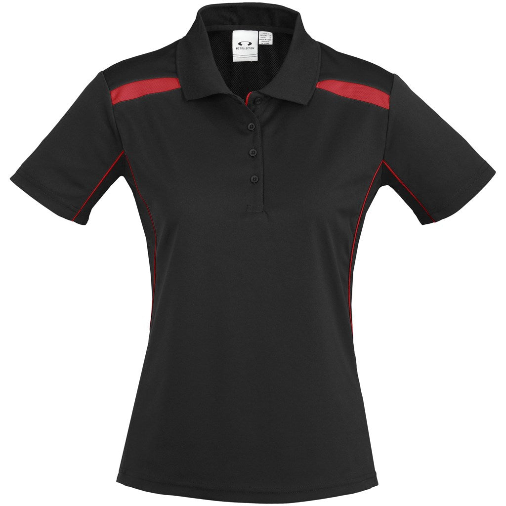 Ladies United Golf Shirt - Black Red - Brand your company Logo! Get a quote - Promo Lingo
