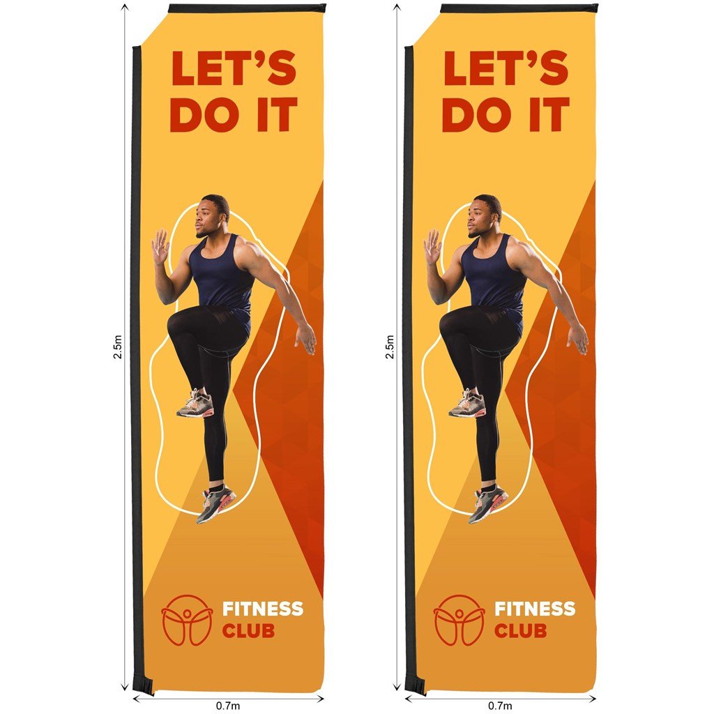 Legend 3m Sublimated Telescopic Flying Banner Skin Set Of 2 - Brand your company Logo! Get a quote - Promo Lingo