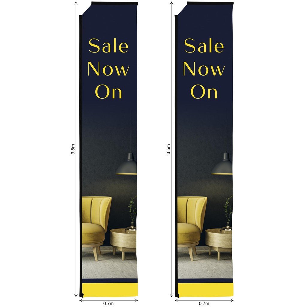 Legend 4m Sublimated Telescopic Flying Banner Skin Set of 2 - Brand your company Logo! Get a quote - Promo Lingo