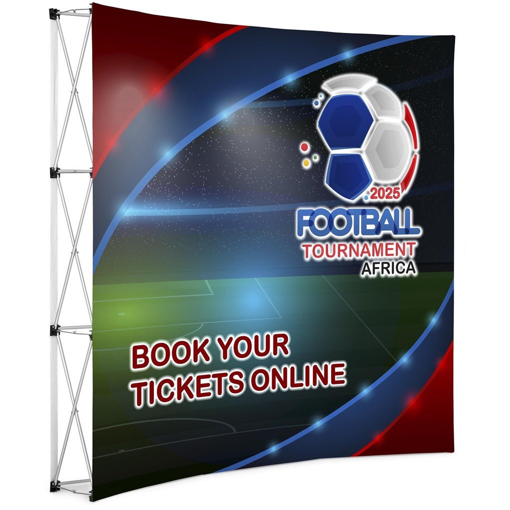 Legend Curved Banner Wall 2.15m x 2.25m - Brand your company Logo! Get a quote - Promo Lingo