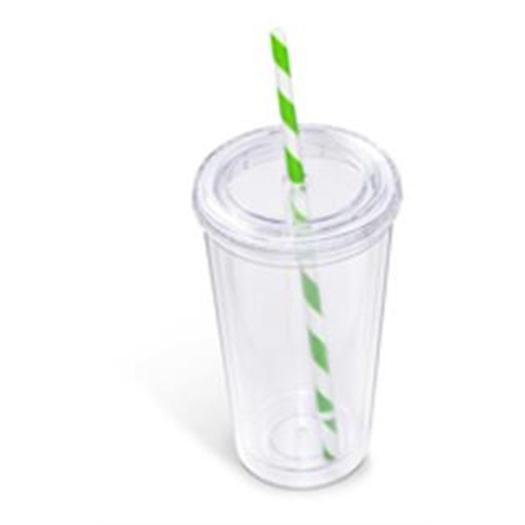Malibu Double - Wall Plastic Tumbler & Straw - 470ml - Lime - Brand your company Logo! Get a quote - Promo Lingo