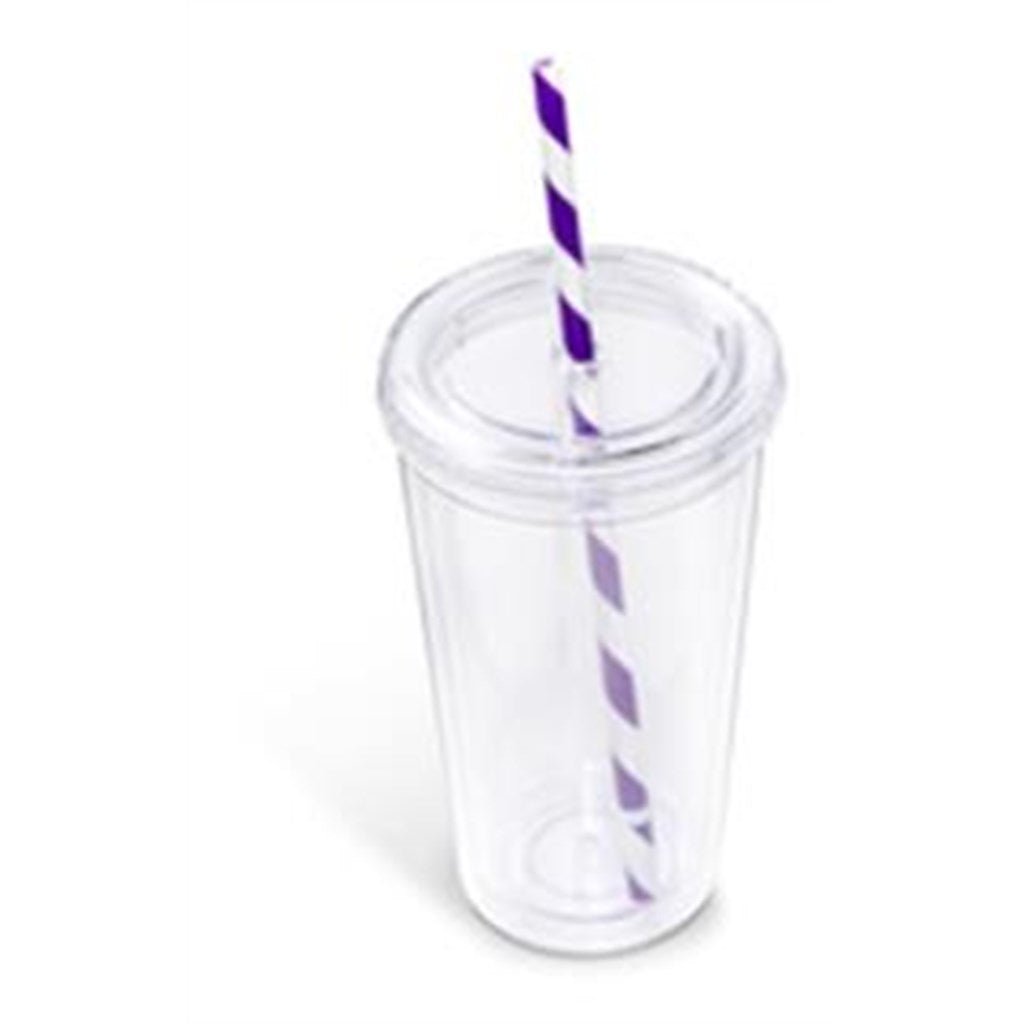 Malibu Double - Wall Plastic Tumbler & Straw - 470ml - Purple - Brand your company Logo! Get a quote - Promo Lingo