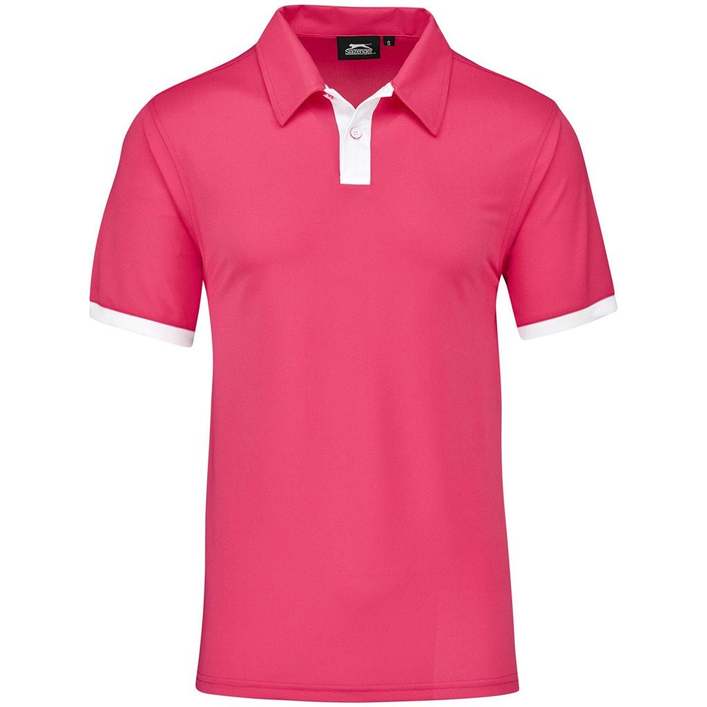 Mens Contest Golf Shirt - Pink for Stylish Comfort - Brand your company Logo! Get a quote - Promo Lingo