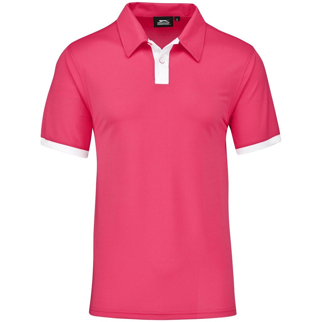 Mens Contest Golf Shirt - Pink for Stylish Comfort - Brand your company Logo! Get a quote - Promo Lingo