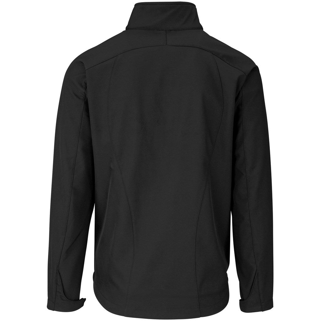 Mens Geneva Softshell Jacket - Black Cyan - Brand your company Logo! Get a quote - Promo Lingo