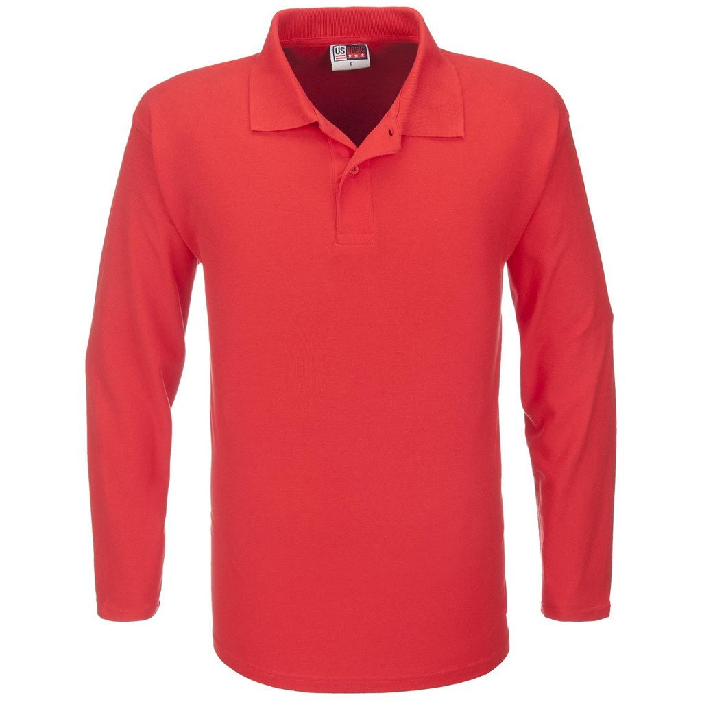 Mens Long Sleeve Boston Golf Shirt - Red - Brand your company Logo! Get a quote - Promo Lingo