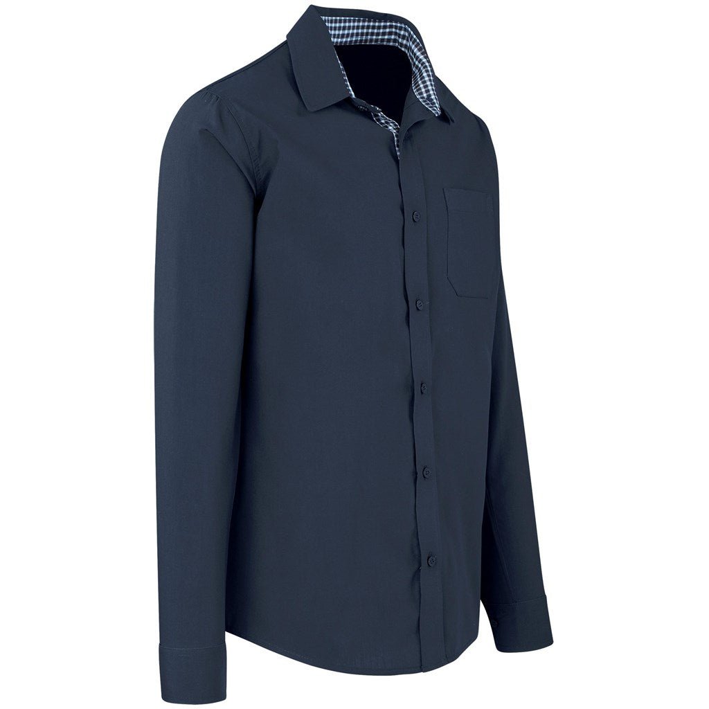 Mens Long Sleeve Warrington Shirt - Navy - Brand your company Logo! Get a quote - Promo Lingo