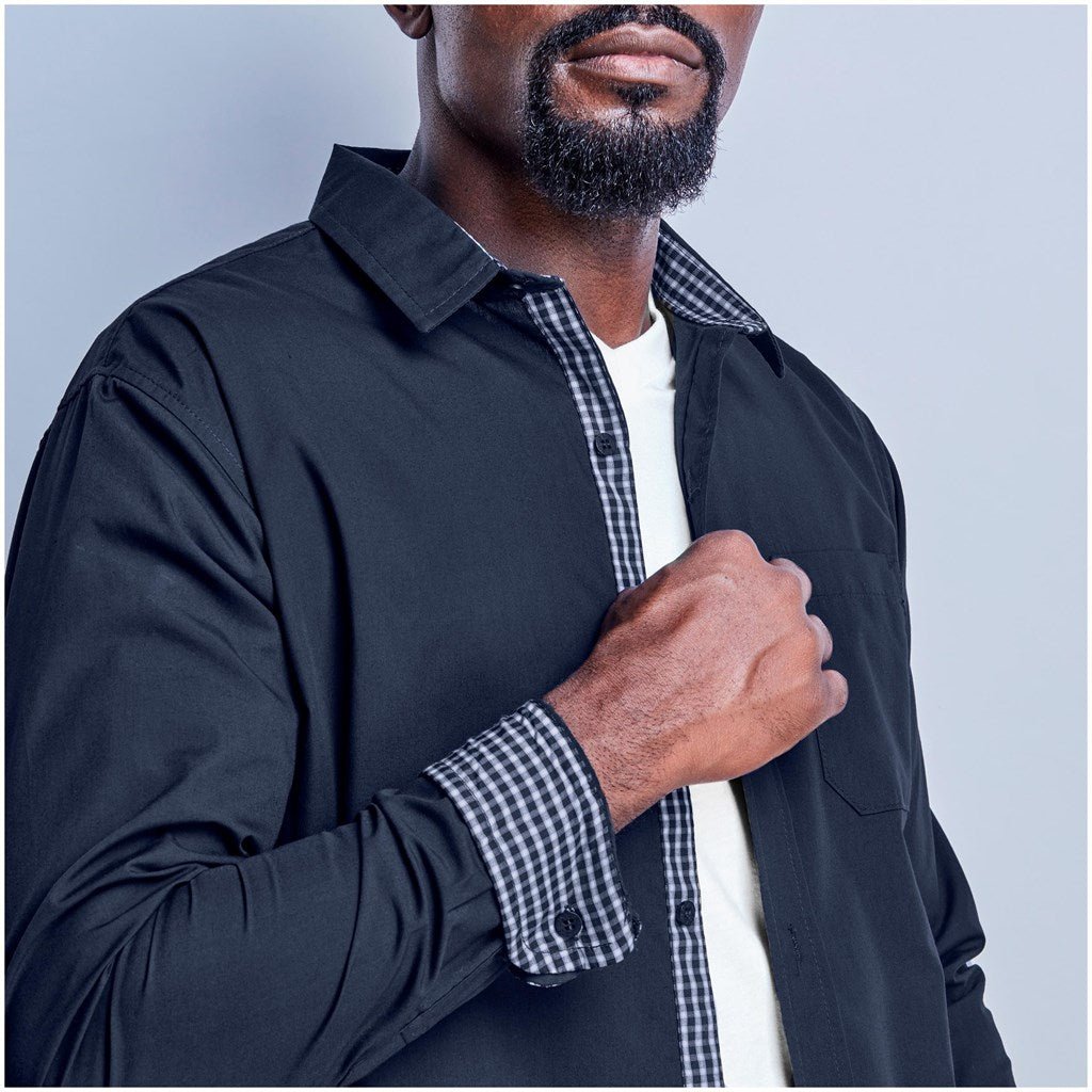 Mens Long Sleeve Warrington Shirt - Navy - Brand your company Logo! Get a quote - Promo Lingo
