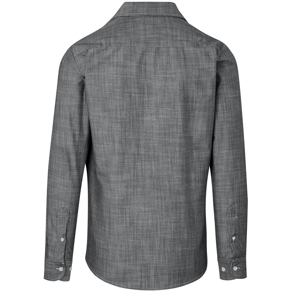 Mens Long Sleeve Windsor Shirt - Grey - Brand your company Logo! Get a quote - Promo Lingo