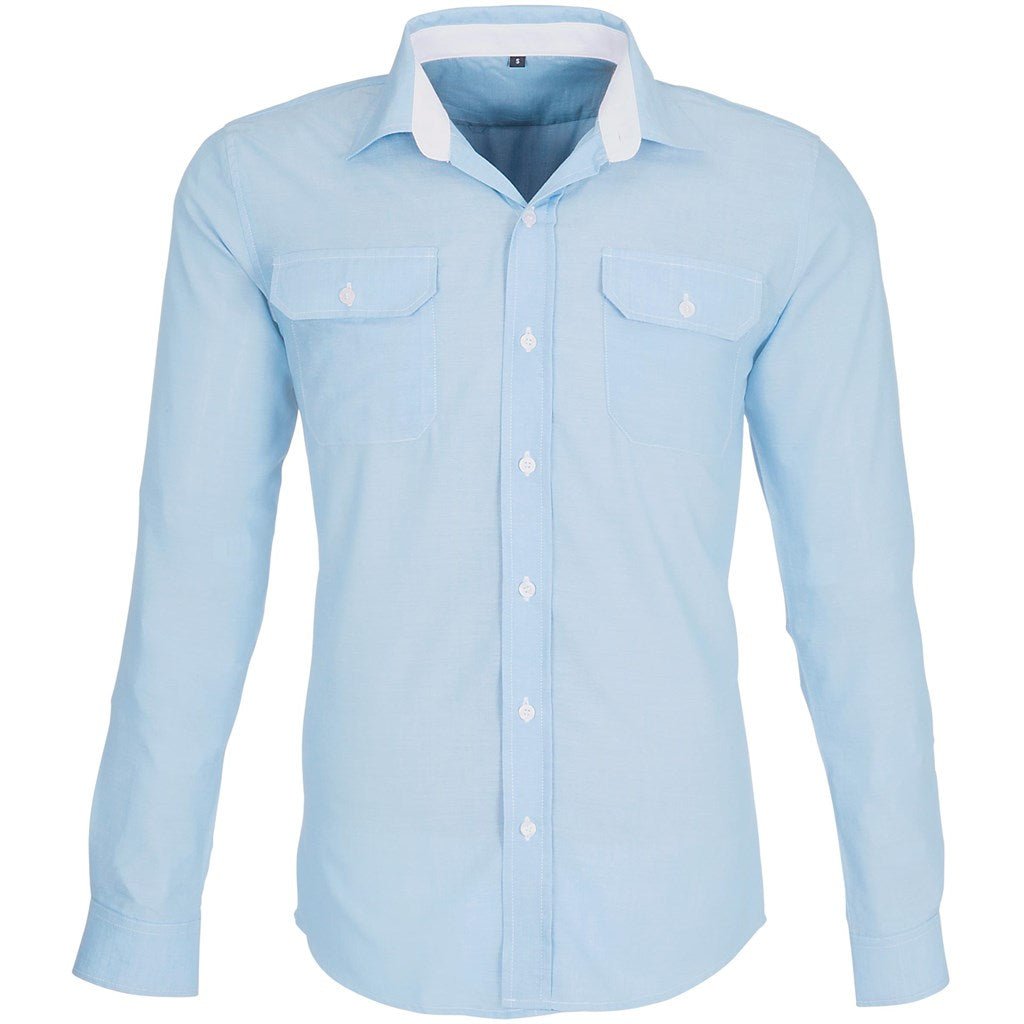 Mens Long Sleeve Windsor Shirt - Light Blue - Brand your company Logo! Get a quote - Promo Lingo