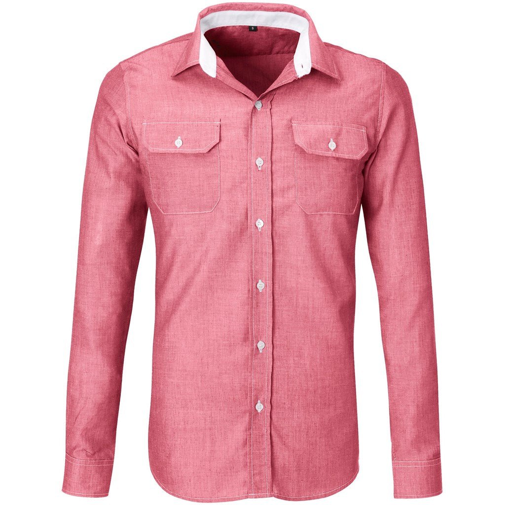 Mens Long Sleeve Windsor Shirt - Red - Brand your company Logo! Get a quote - Promo Lingo