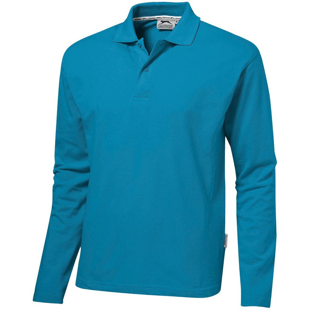 Mens Long Sleeve Zenith Golf Shirt - Aqua for Comfort - Brand your company Logo! Get a quote - Promo Lingo