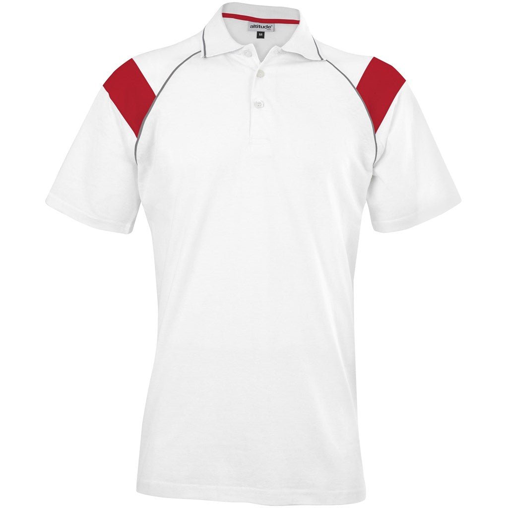 Mens Score Golf Shirt - White Red - Brand your company Logo! Get a quote - Promo Lingo