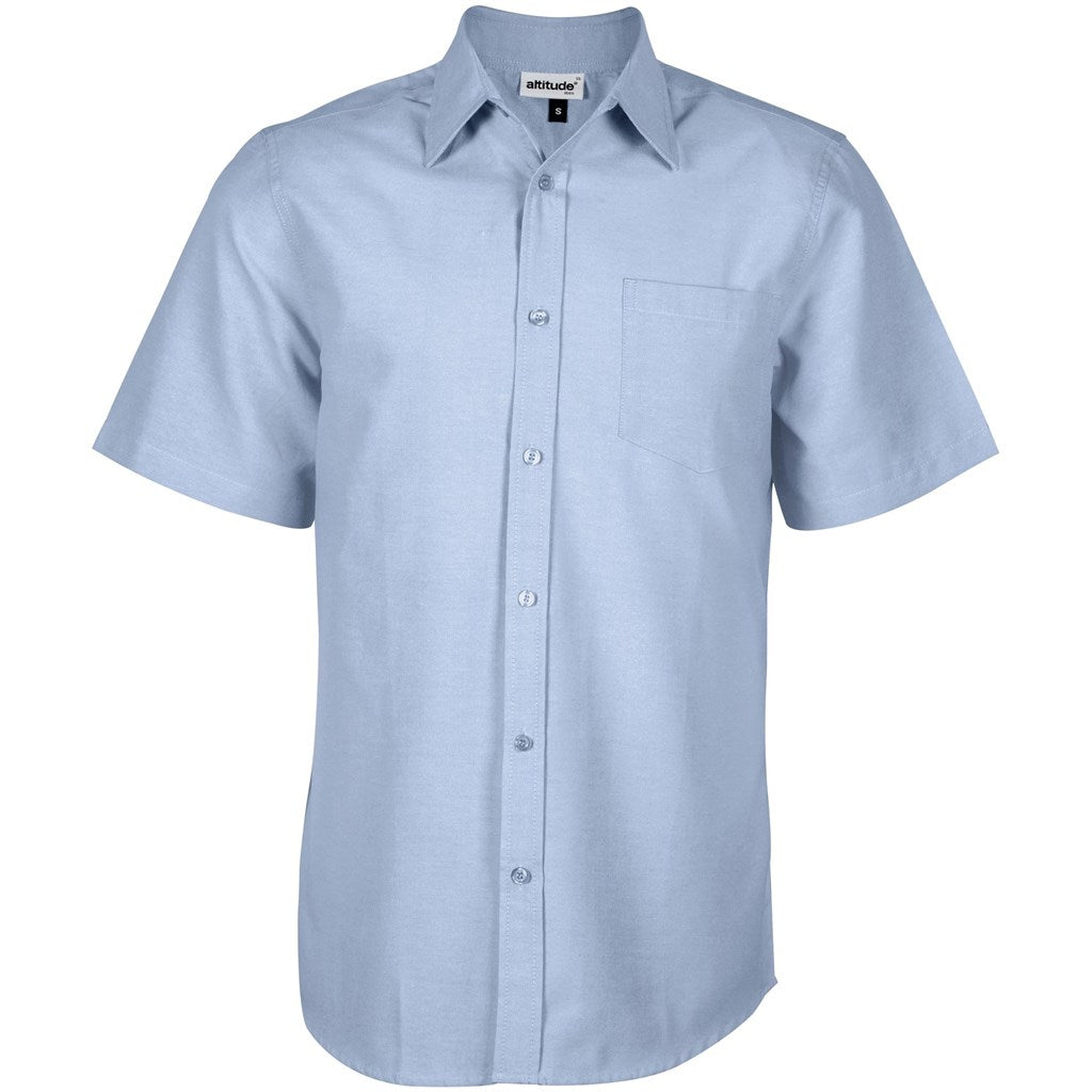 Mens Short Sleeve Oxford Shirt - Light Blue - Brand your company Logo! Get a quote - Promo Lingo