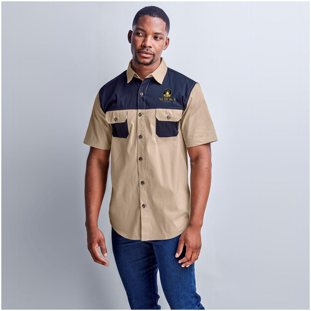 Mens Short Sleeve Serengeti 2 - Tone Bush Shirt - Brand your company Logo! Get a quote - Promo Lingo