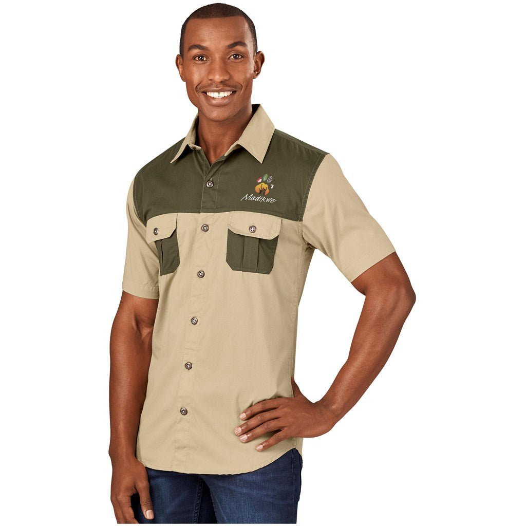 Mens Short Sleeve Serengeti 2 - Tone Bush Shirt - Brand your company Logo! Get a quote - Promo Lingo