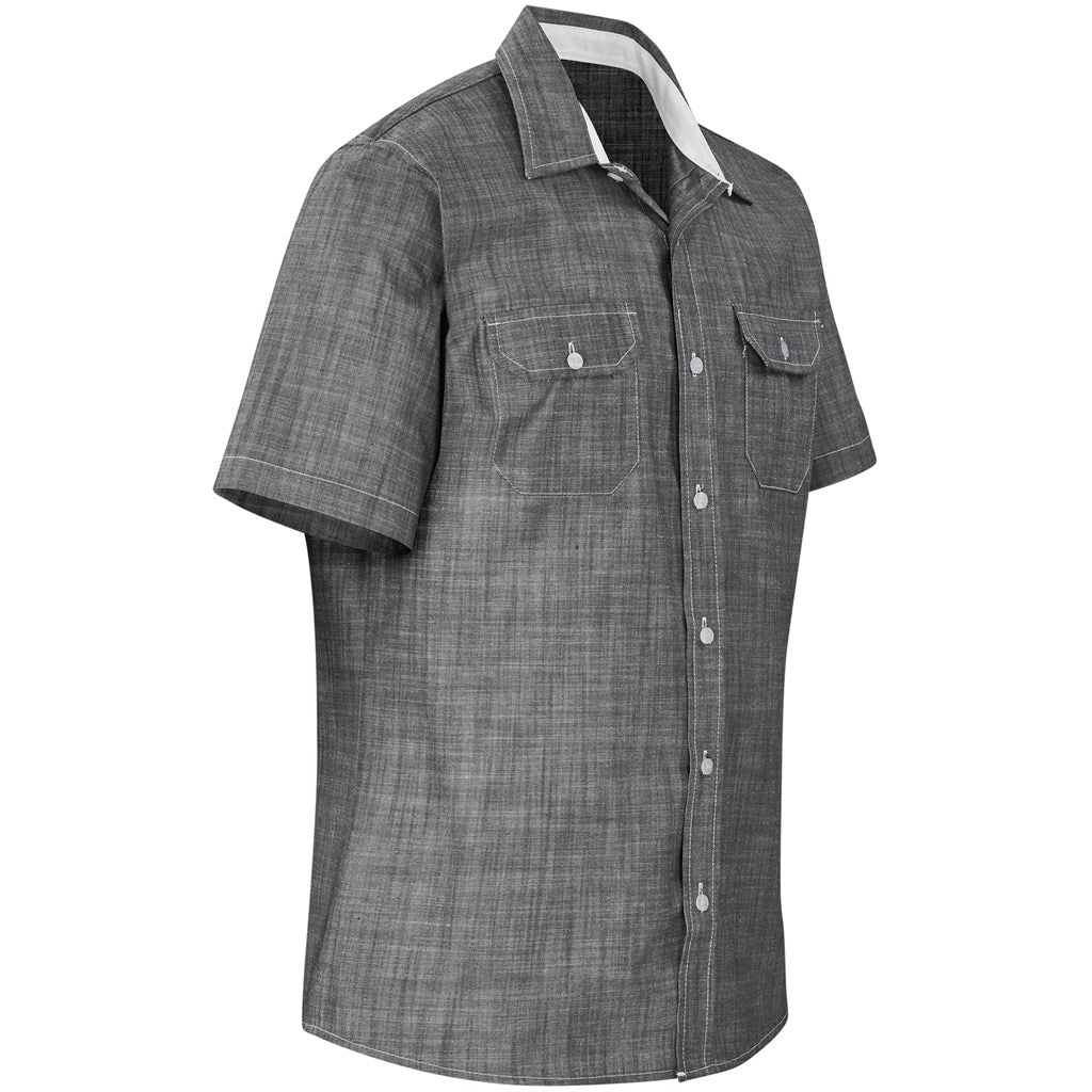 Mens Short Sleeve Windsor Shirt - Grey - Brand your company Logo! Get a quote - Promo Lingo