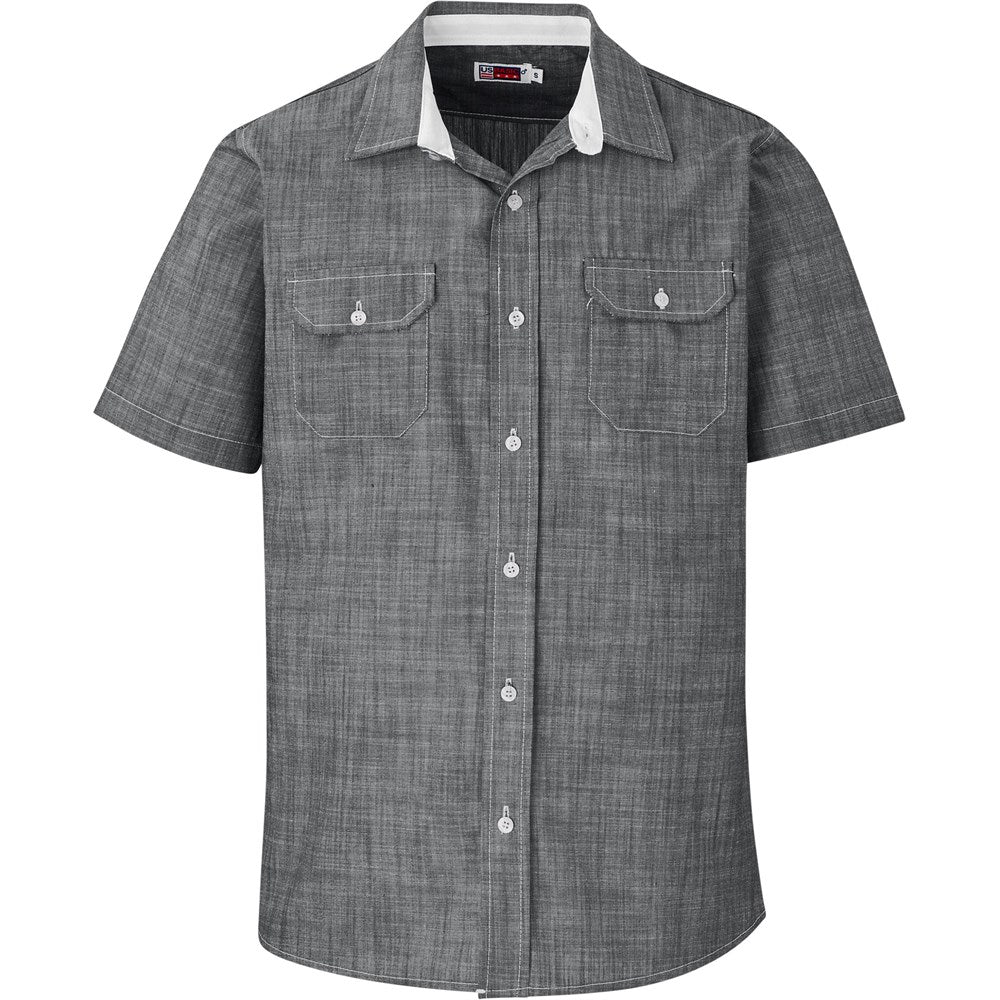 Mens Short Sleeve Windsor Shirt - Grey - Brand your company Logo! Get a quote - Promo Lingo