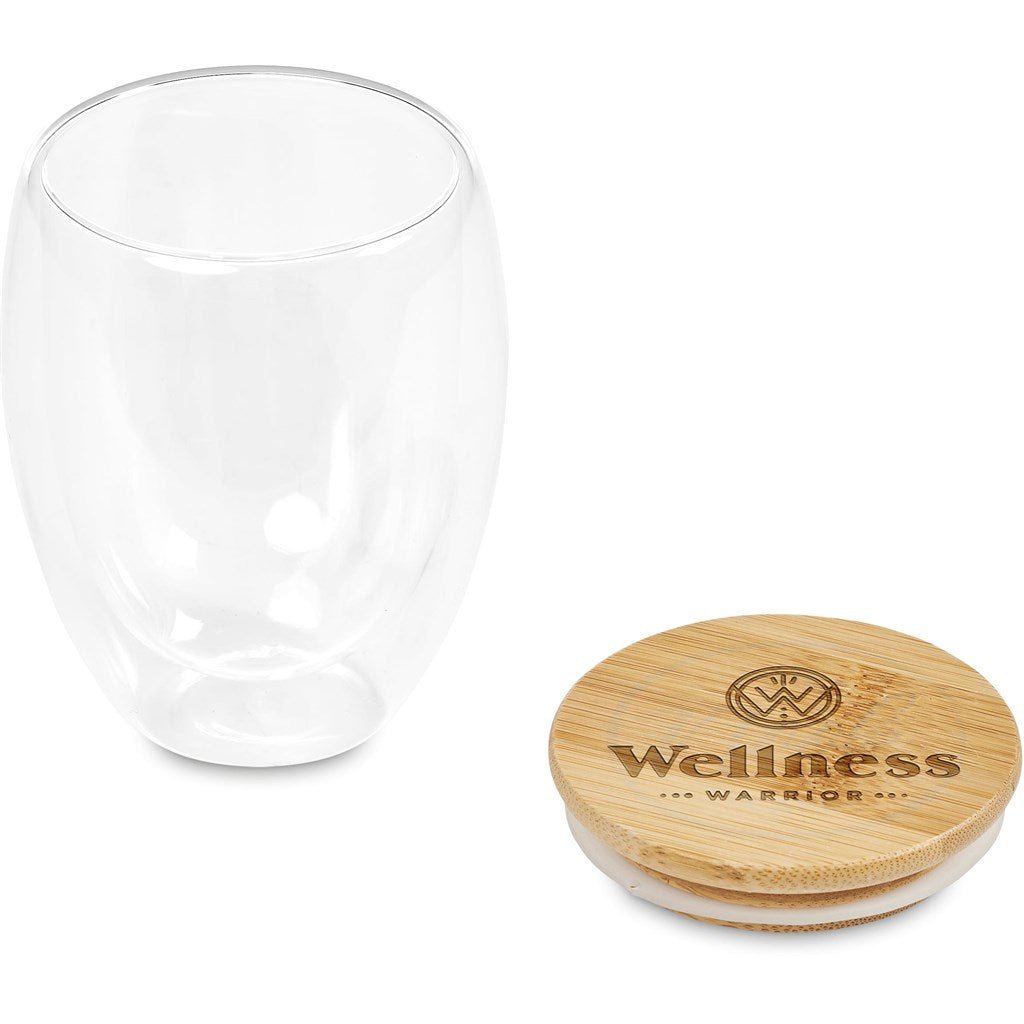 Okiyo Aibo Glass & Bamboo Coffee Set for Stylish Sips - Brand your company Logo! Get a quote - Promo Lingo