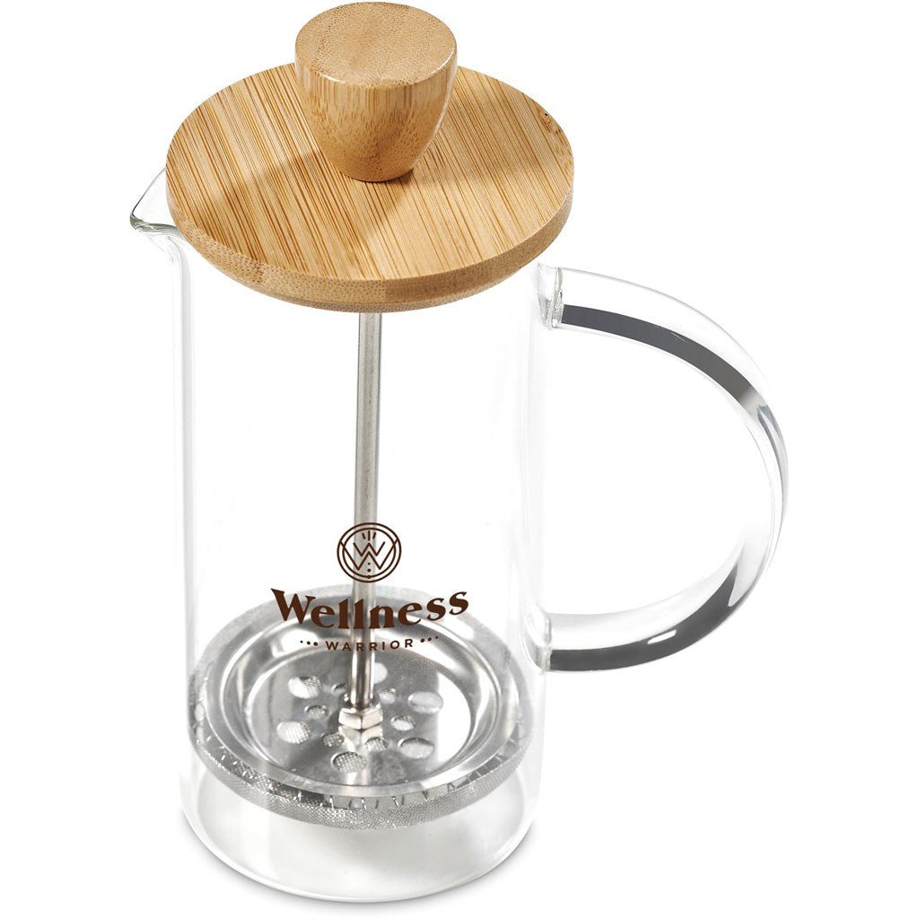 Okiyo Aibo Glass & Bamboo Coffee Set for Stylish Sips - Brand your company Logo! Get a quote - Promo Lingo