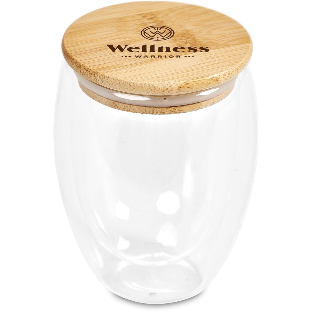 Okiyo Aibo Glass & Bamboo Coffee Set for Stylish Sips - Brand your company Logo! Get a quote - Promo Lingo