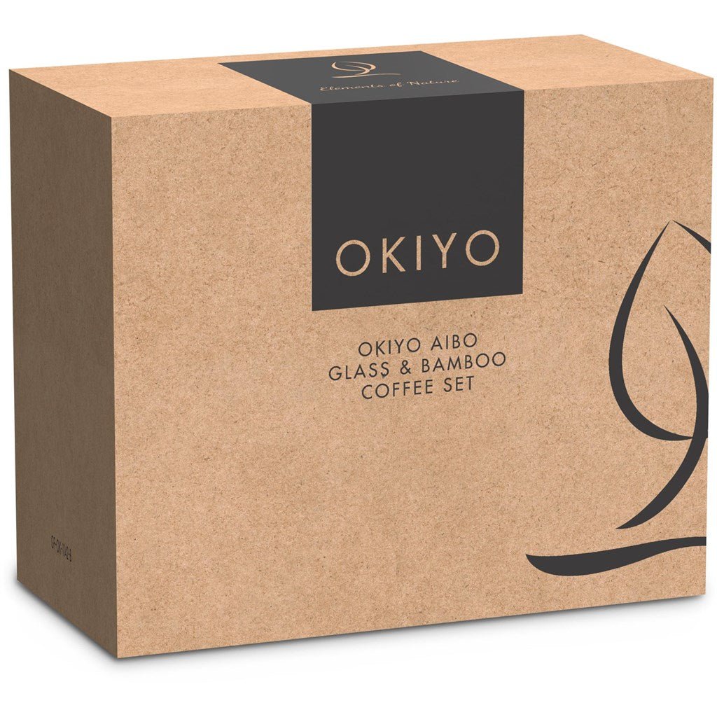 Okiyo Aibo Glass & Bamboo Coffee Set for Stylish Sips - Brand your company Logo! Get a quote - Promo Lingo