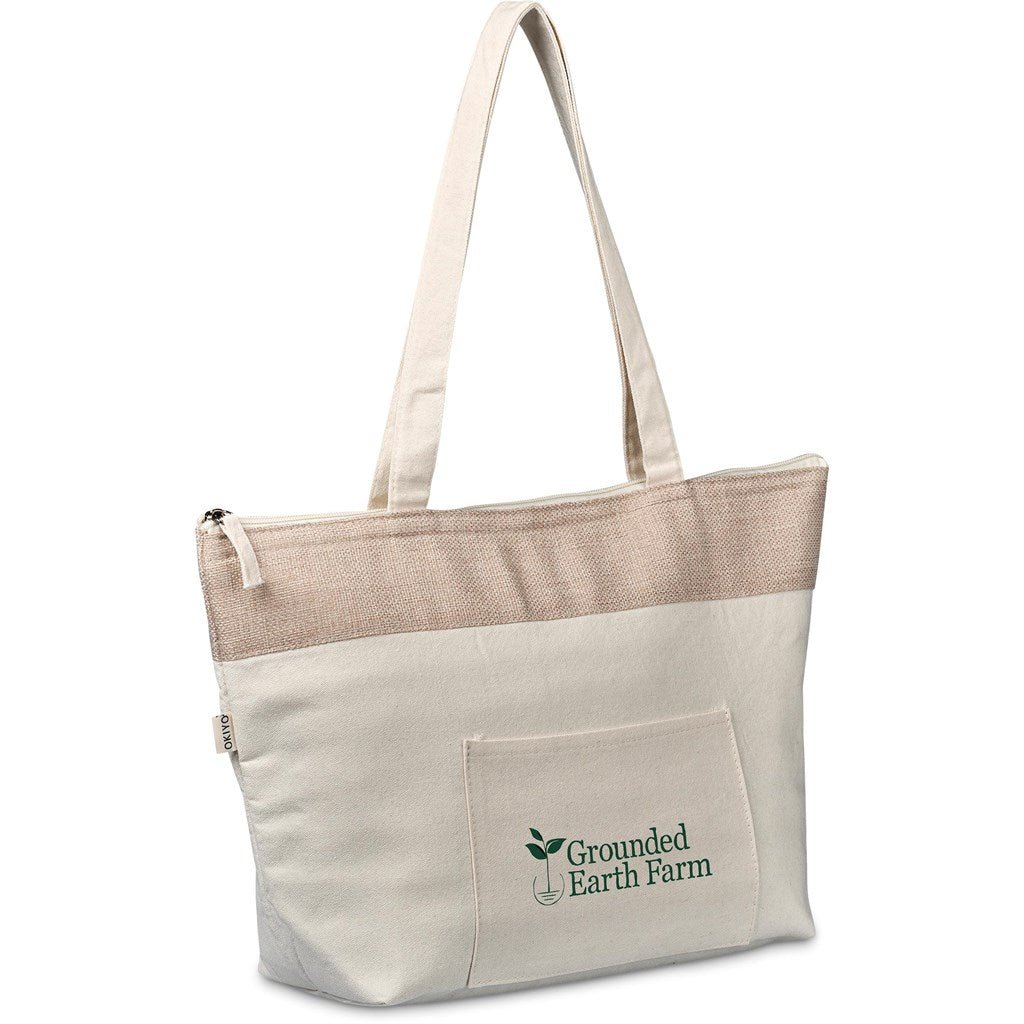 Okiyo Arshi Cotton & Jute 12 Can Lunch Cooler Bag - Brand your company Logo! Get a quote - Promo Lingo