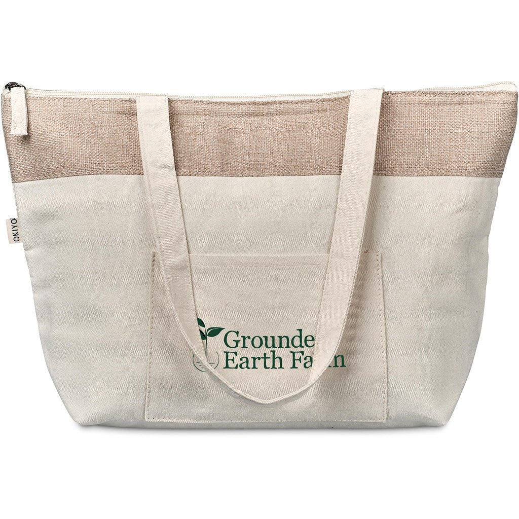 Okiyo Arshi Cotton & Jute 12 Can Lunch Cooler Bag - Brand your company Logo! Get a quote - Promo Lingo