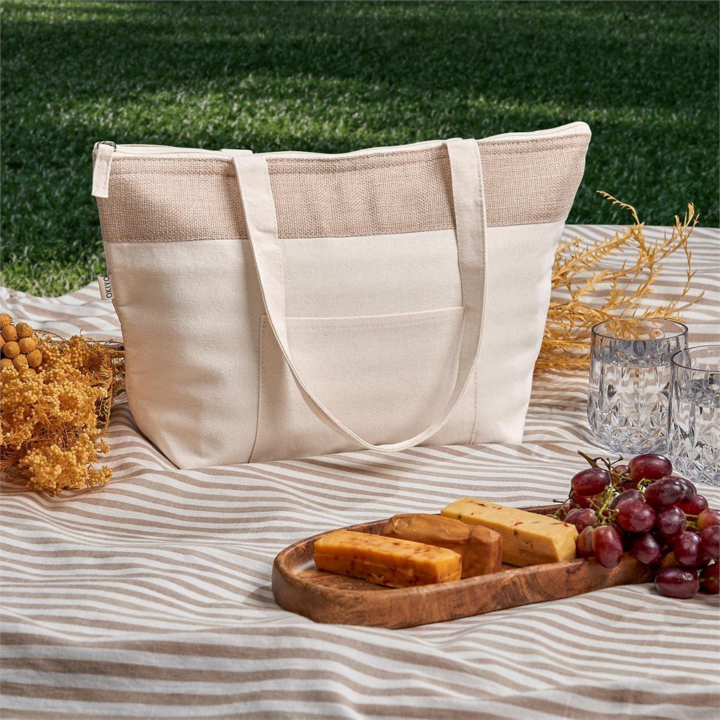 Okiyo Arshi Cotton & Jute 12 Can Lunch Cooler Bag - Brand your company Logo! Get a quote - Promo Lingo