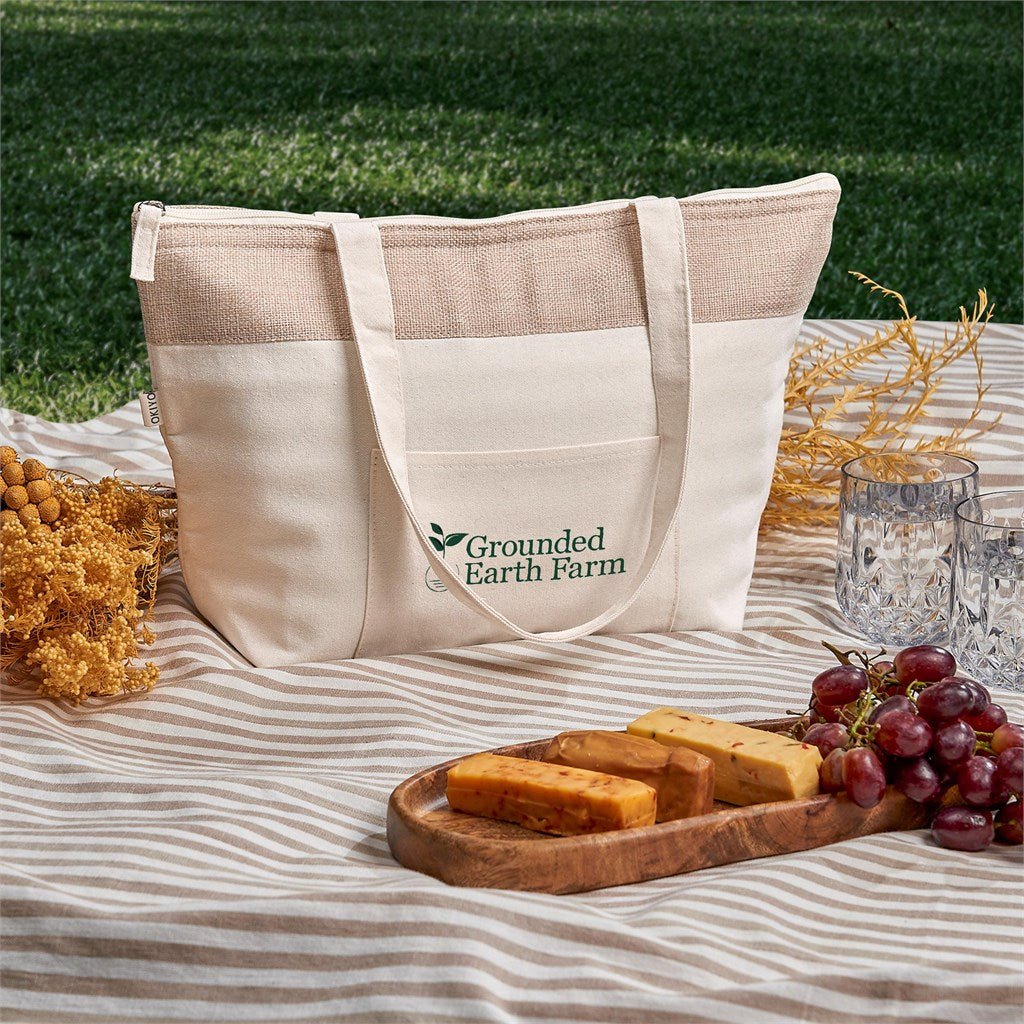 Okiyo Arshi Cotton & Jute 12 Can Lunch Cooler Bag - Brand your company Logo! Get a quote - Promo Lingo