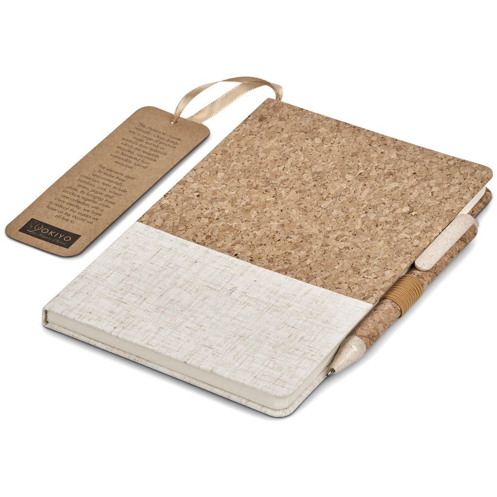 Okiyo Cardon Cork Notebook & Pen Set - Brand your company Logo! Get a quote - Promo Lingo