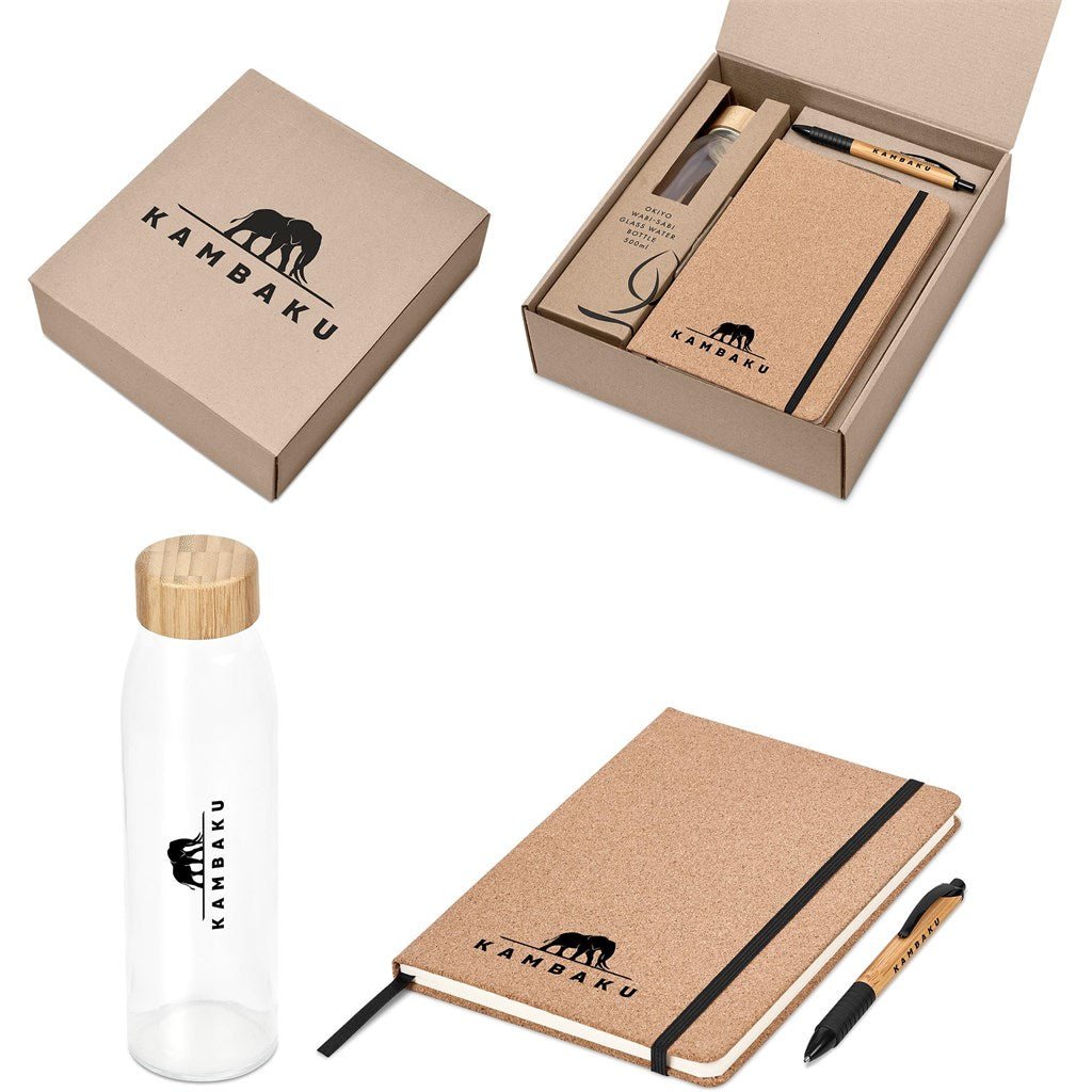 Okiyo Chiba Kraft Gift Set - Eco - Friendly Elegance Unboxed - Brand your company Logo! Get a quote - Promo Lingo