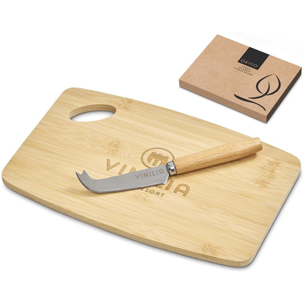 Okiyo Edamu Bamboo Cheese Board Set for Stylish Serving - Brand your company Logo! Get a quote - Promo Lingo