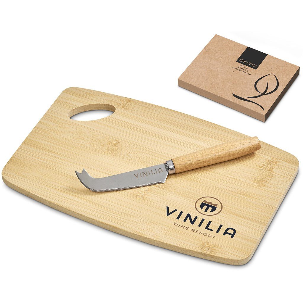 Okiyo Edamu Bamboo Cheese Board Set for Stylish Serving - Brand your company Logo! Get a quote - Promo Lingo