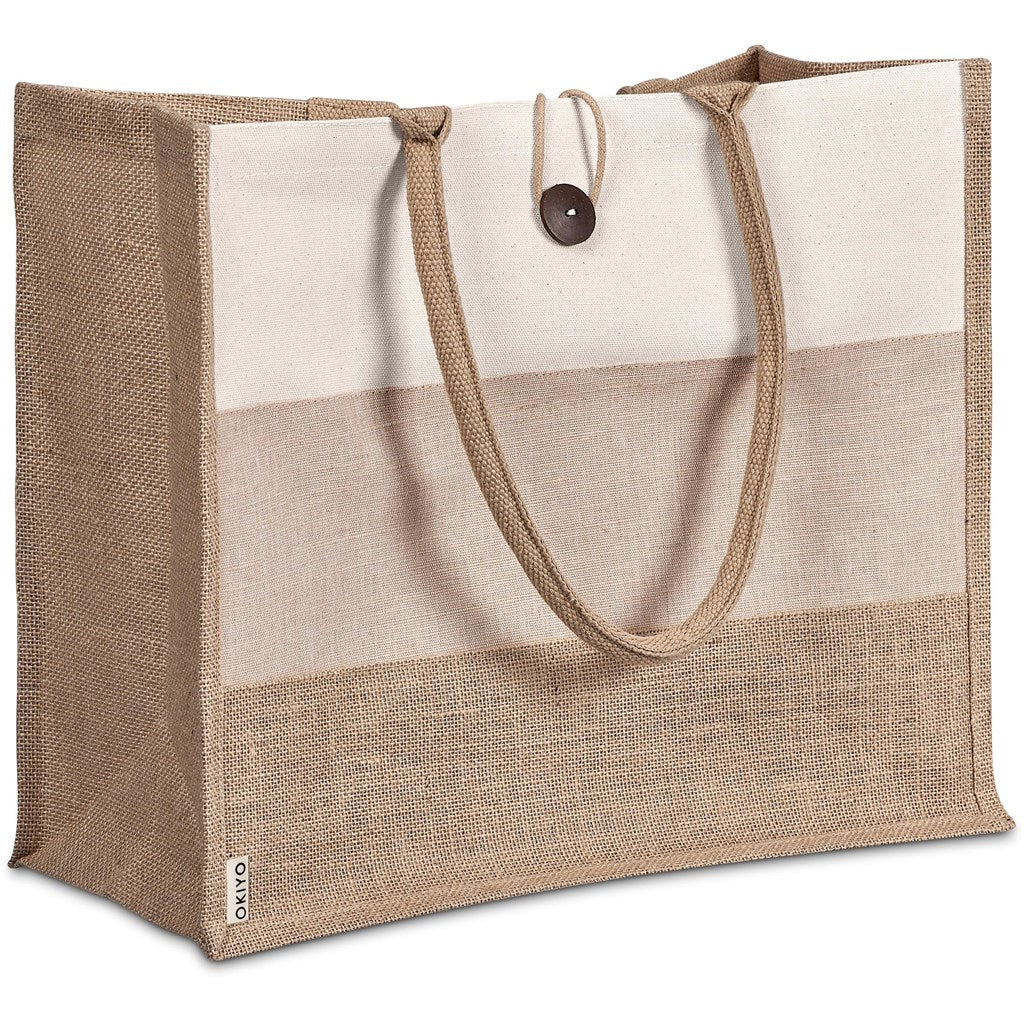 Okiyo Fukei Jute & Cotton Tote with Comfortable Handles - Brand your company Logo! Get a quote - Promo Lingo