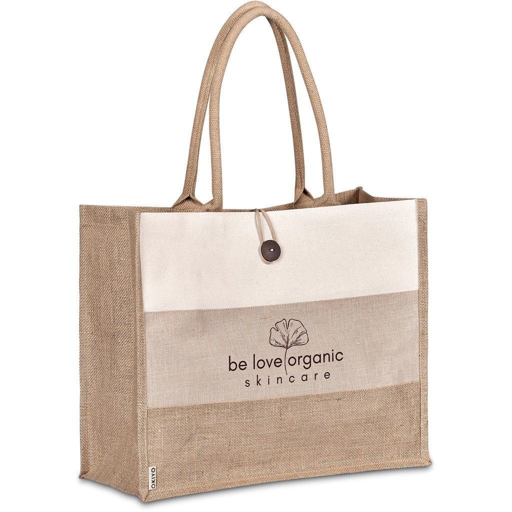 Okiyo Fukei Jute & Cotton Tote with Comfortable Handles - Brand your company Logo! Get a quote - Promo Lingo