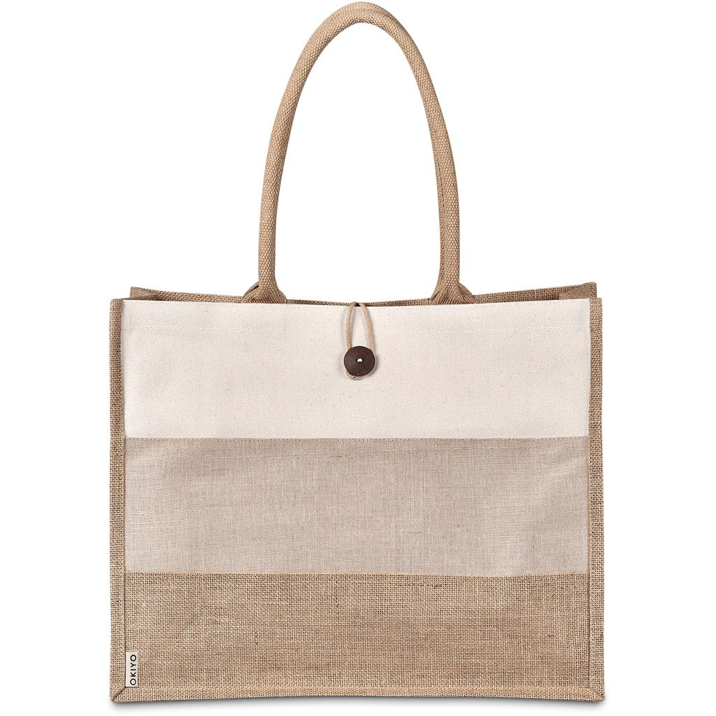 Okiyo Fukei Jute & Cotton Tote with Comfortable Handles - Brand your company Logo! Get a quote - Promo Lingo