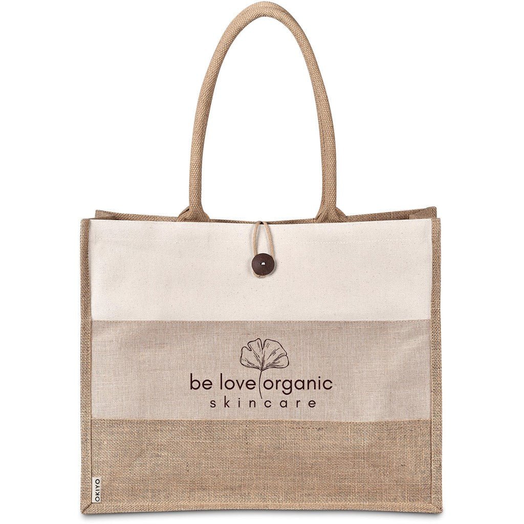 Okiyo Fukei Jute & Cotton Tote with Comfortable Handles - Brand your company Logo! Get a quote - Promo Lingo