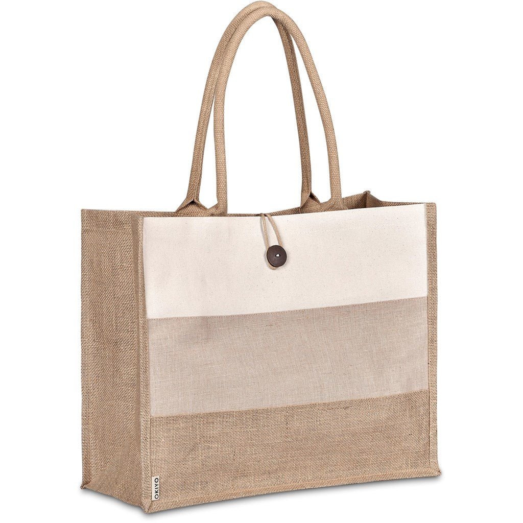 Okiyo Fukei Jute & Cotton Tote with Comfortable Handles - Brand your company Logo! Get a quote - Promo Lingo